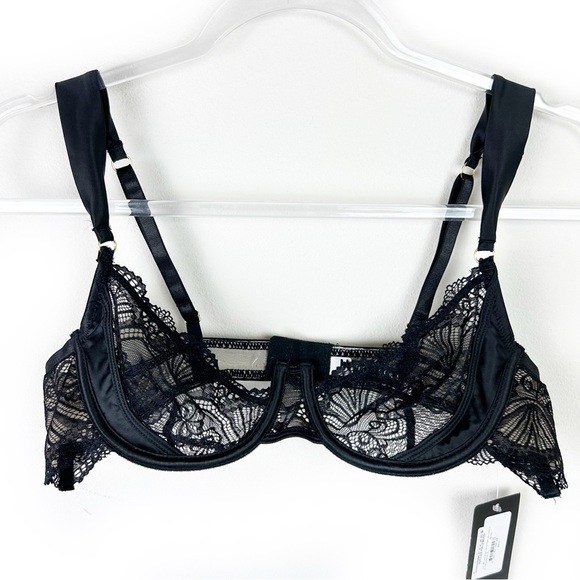 NWT OH LÀ LÀ CHÉRI Paris Gabrielle Lace and Satin Bra - Picture 1 of 14